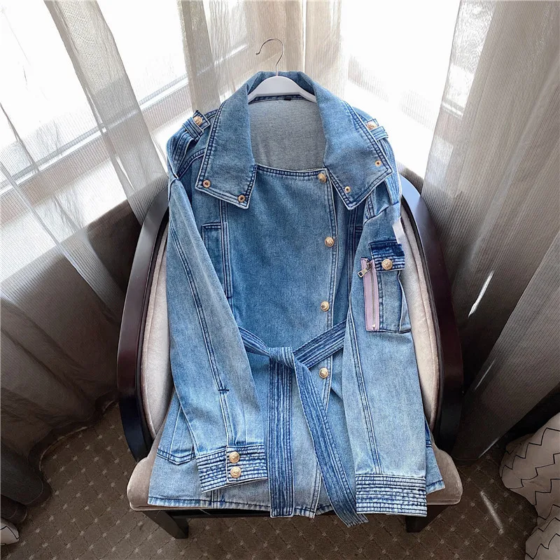 

Blue mesh red denim coat women's spring and autumn 2020 new loose Korean versatile women's jacket