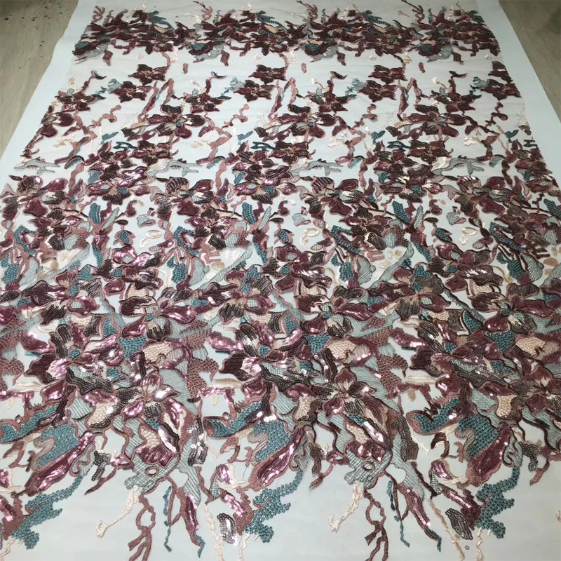 

African Lace Fabric 2020 High Quality Colorful Embroidery Pattern Flowers Lace Tulle Fabrics For Women party Evening Dresses