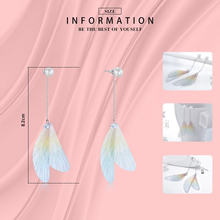 Modian чистый 925 стерлингового серебра Красочные перо Висячие серьги модные