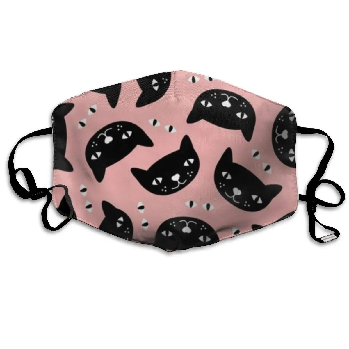 Маска для рта розового цвета с принтом кошек - дышащая, регулируемая, защищающая от ветра для женщин и мужчин на кемпинге и беге.
