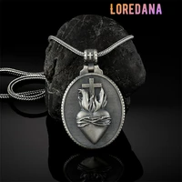 loredana christian crucifix saints heart shape tin metal necklace dont rust high quality jewelry n207