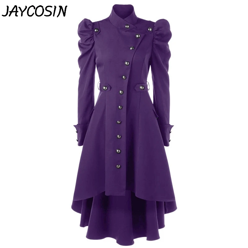 JAYCOSIN Женское шерстяное пальто винтажное длинное в стиле стимпанк готическое
