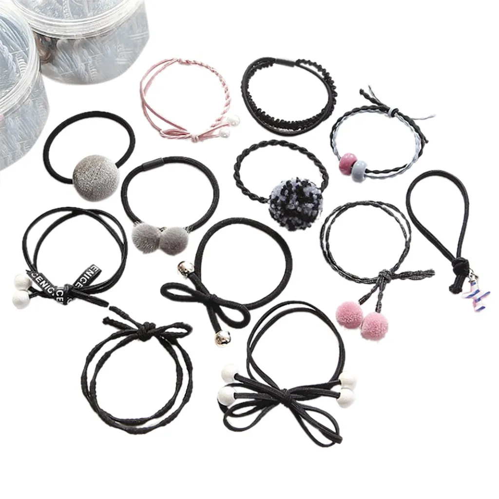 12 шт./лот женские аксессуары для волос резинки милые головные уборы повязка на