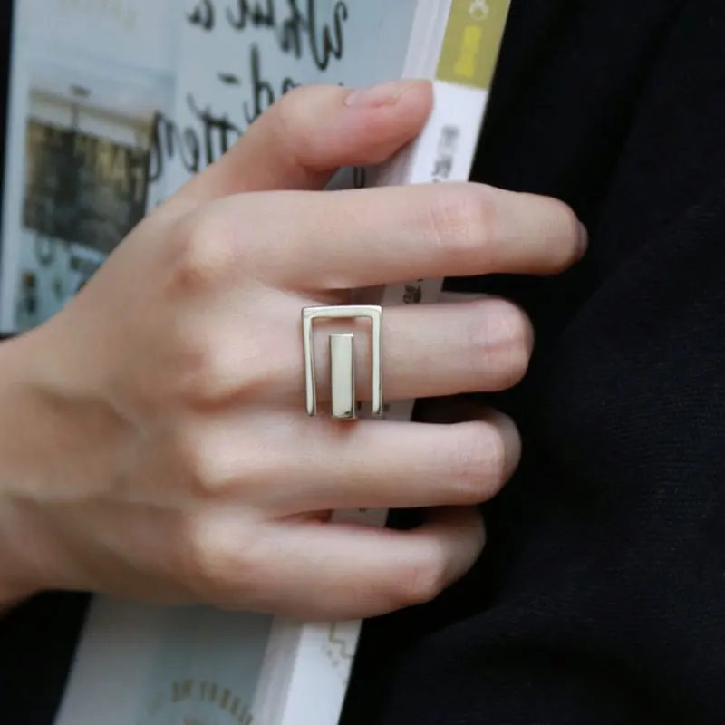 

Wide Ring Silver Color Stainless Fashion Finger Pair Rings Adjustable Jewelry Women And Mens Thumb Big Round Gold Korean Ring