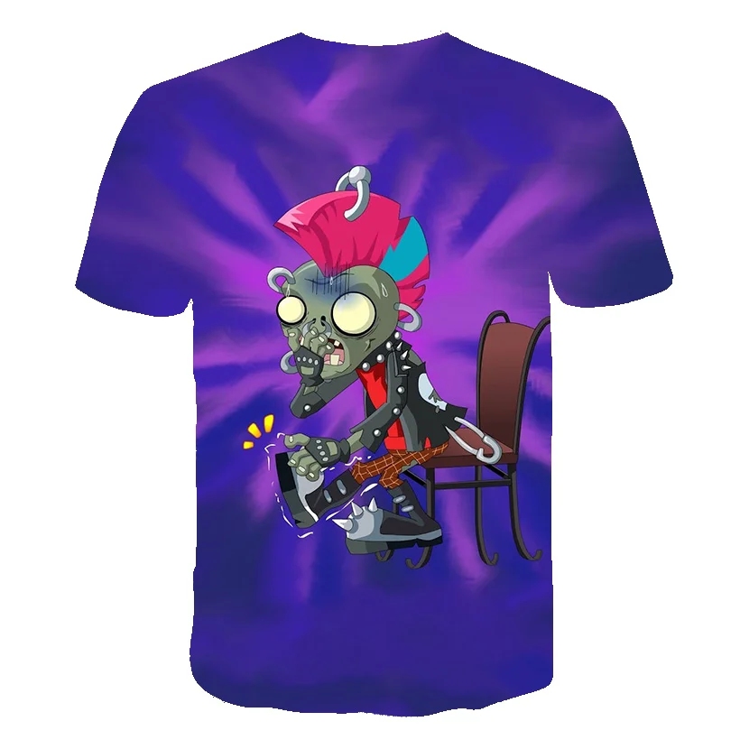 

Summer Children T shirts Plants Vs Zombies Wars Boys Clothing Cartoon Game Pattern Boys Clothes Kids O-Neck T-shirt Tops 4-14T