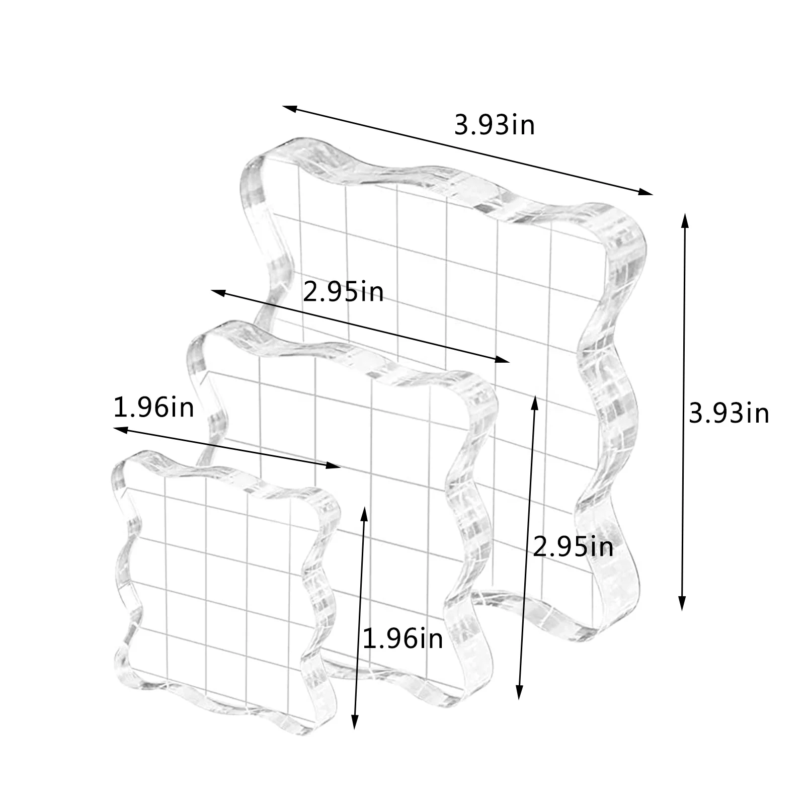 

3pcs/Set Clear Stamp Pad Block Acrylic Stamp Block Pad Scrapbooking With Grid Grip DIY Handmade Crafts Tools