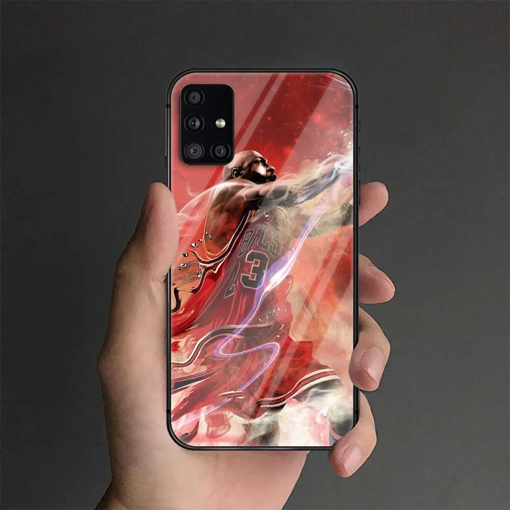 

Basketball Jordan Phone Tempered Glass Case Cover For Samsung Galaxy S Note 5 6 9 10 10E 20 21 FE Plus Uitra Silicone Waterproof