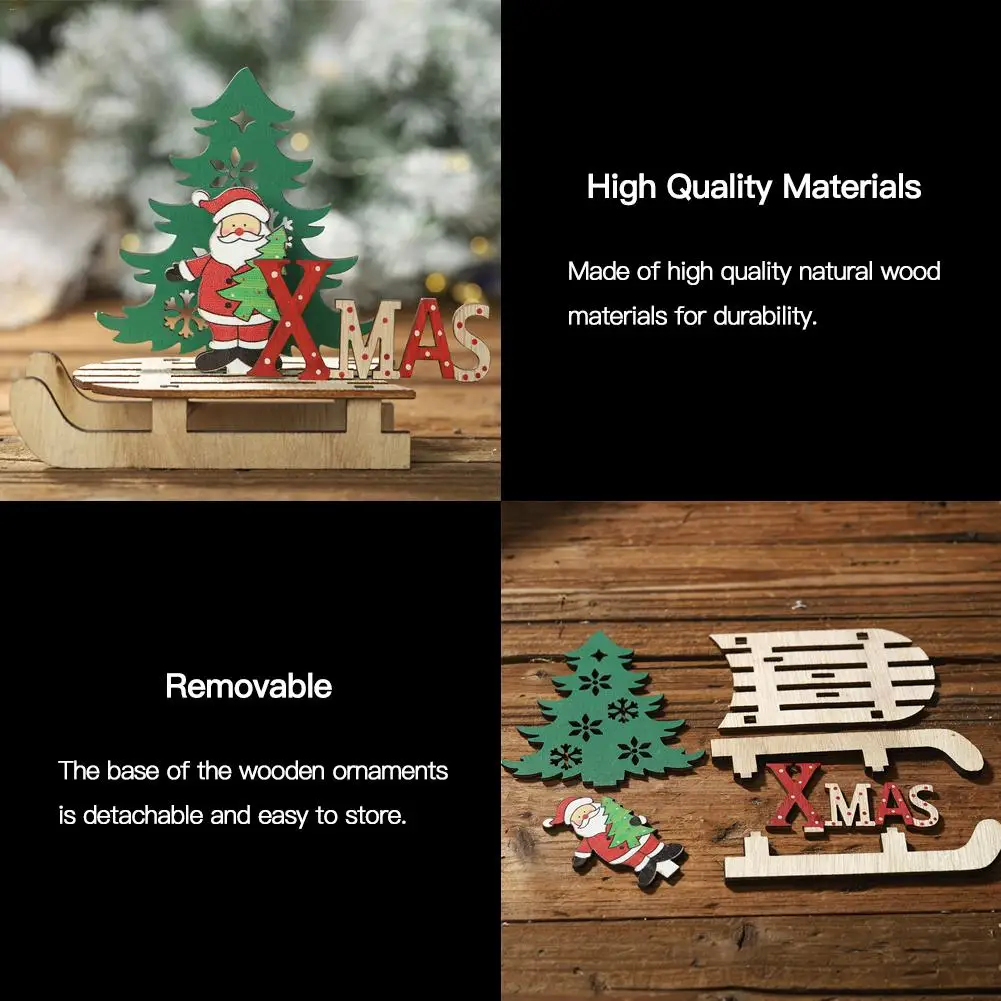 Съемный зеленый орнамент с рождественской елкой деревянный Ice Blade DIY сани