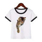 Детская забавная футболка с 3D-принтом кошки, Детская летняя одежда с короткими рукавами и милыми животными для мальчиков и девочек, футболки, 2019