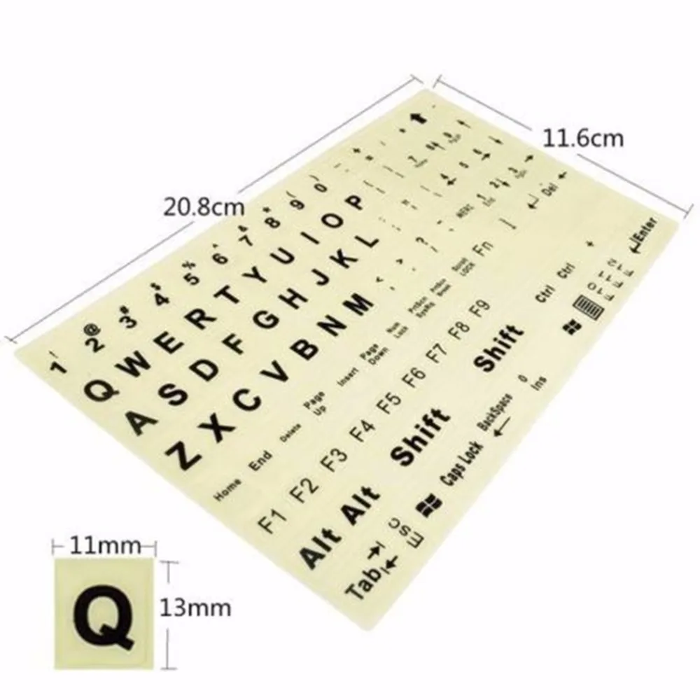 Светящаяся английская стандартная наклейка на клавиатуру обычная
