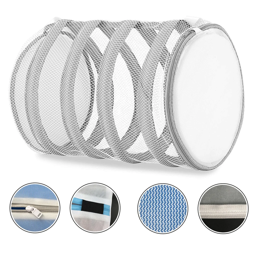 

Zipper Closure Machine Shoe Wash Bag Washing Net Polyester Drying Laundry Protective With Hanging Loops Durable Storage Home