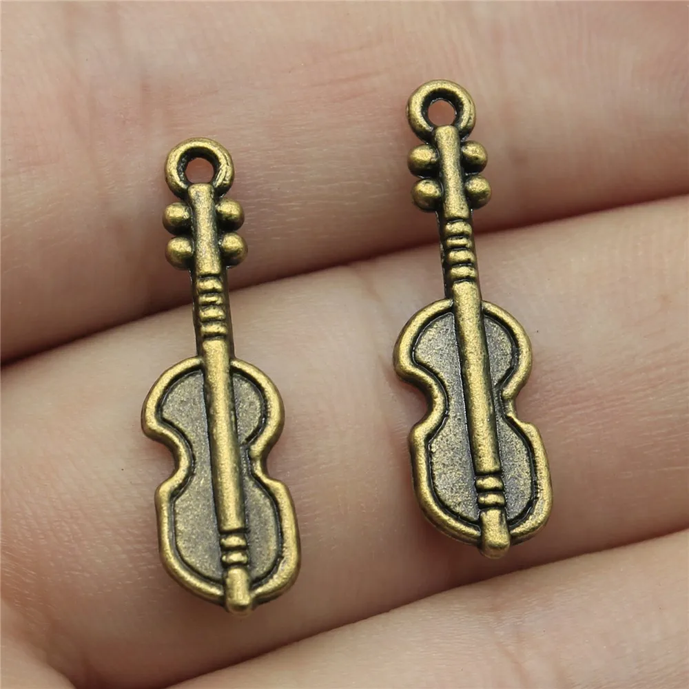 

20pcs 25x7mm Lute Charms For Jewelry Making Antique Bronze Plated Jewelry Findings