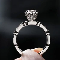 2019 classic luxury real solid silver color ring 3ct 10 hearts arrows zircon wedding jewelry rings engagement for women