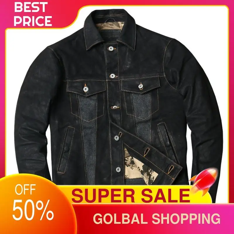 

2021 Black Casual Style Genuine Leather Jacket Men Single Breasted Plus Size 3XL Real Natural Sheepskin Slim Fit Autumn Coat