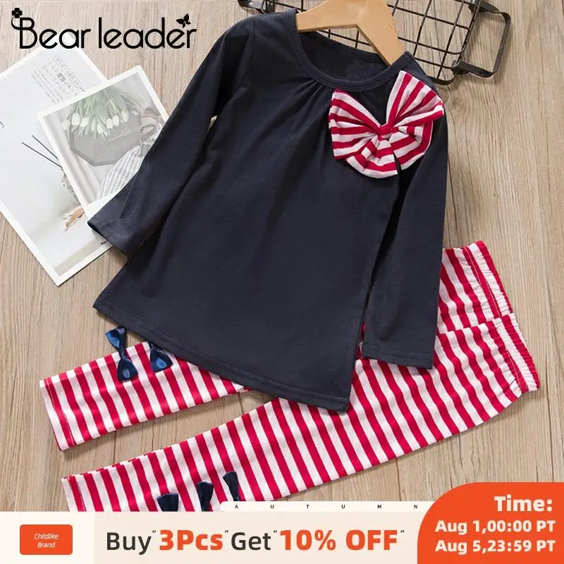 Bear Leader/комплекты одежды для девочек Новая весенне-зимняя модная футболка с