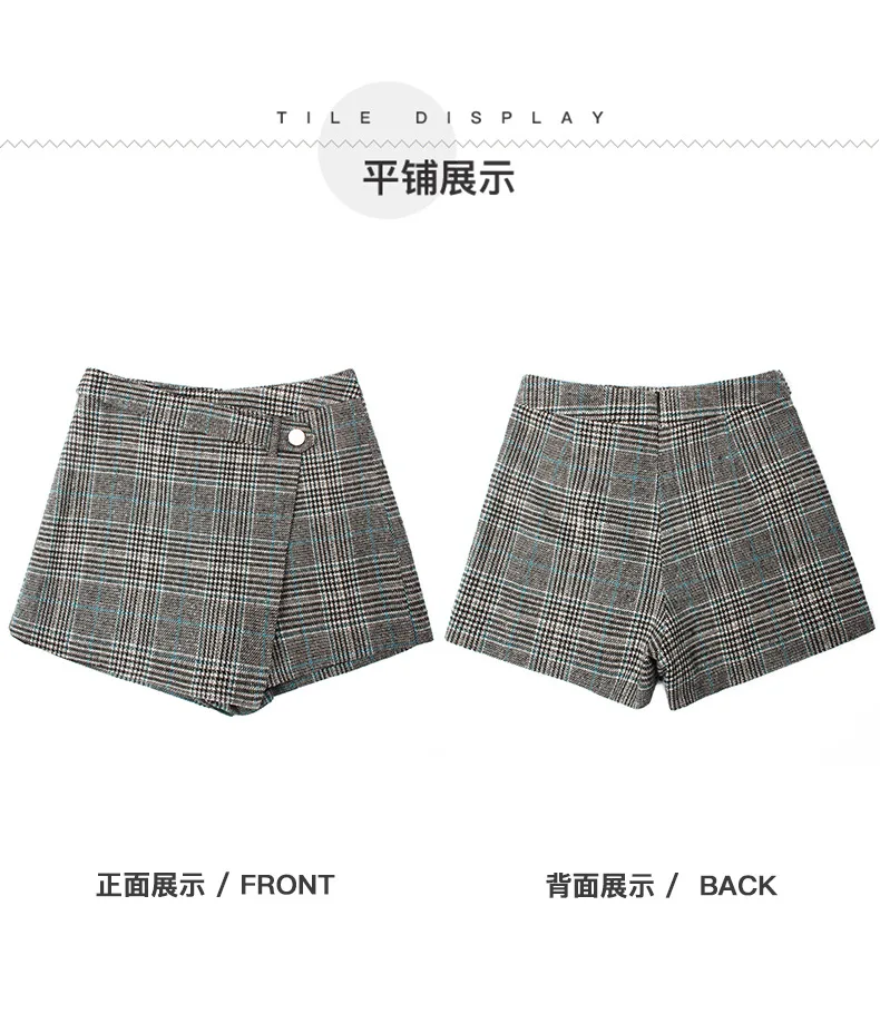 Женские клетчатые шерстяные шорты повседневные Офисные Мини трапециевидной