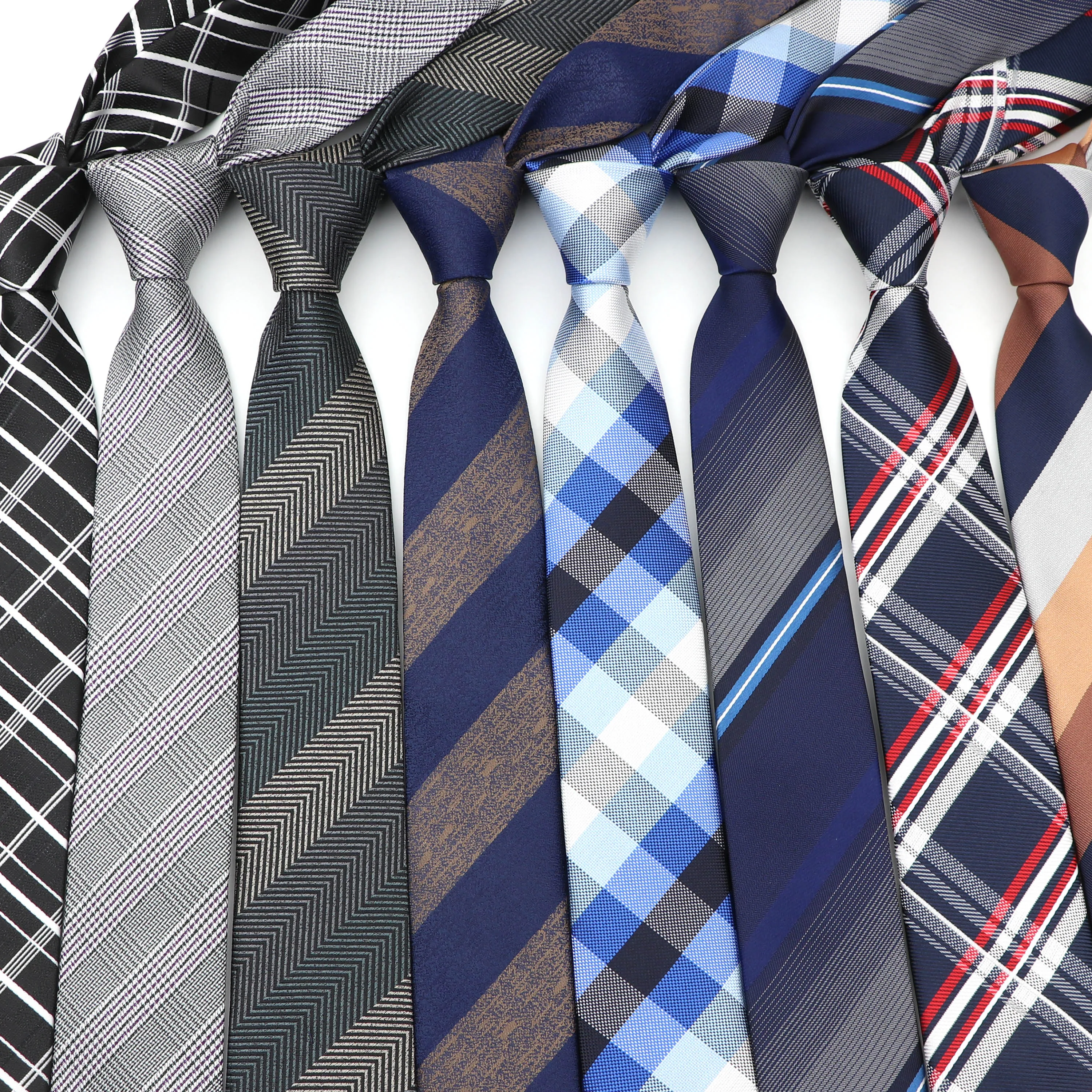 

Повседневные Галстуки 6 см для мужчин, тонкий галстук, модный галстук из полиэстера в клетку, галстук в полоску, деловые тонкие аксессуары дл...
