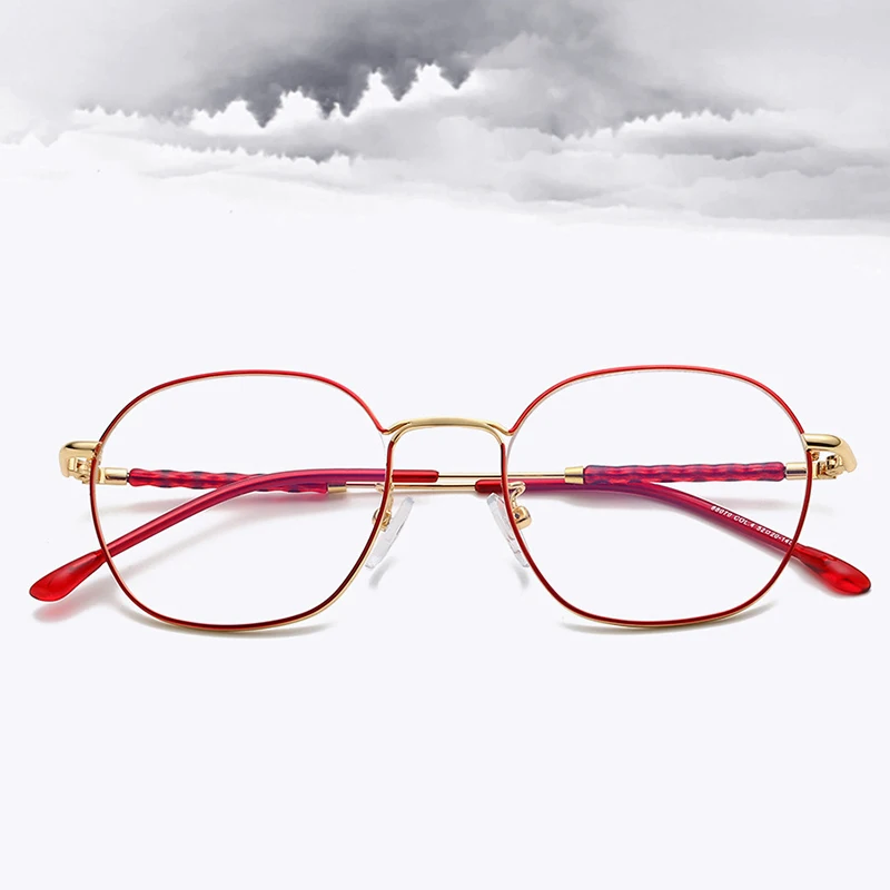 Ретро полигональные очки оправа для женщин сплав квадратные красные розовые