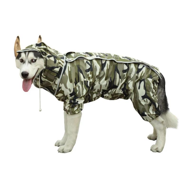 blackishcamo Дождевик для домашних питомцев, маленьких и больших собак, водонепроницаемая одежда для больших собак, комбинезон, дождевик, комбинезон с капюшоном, плащ, лабрадор, золотистый ретривер - Цвет: blackishcamo