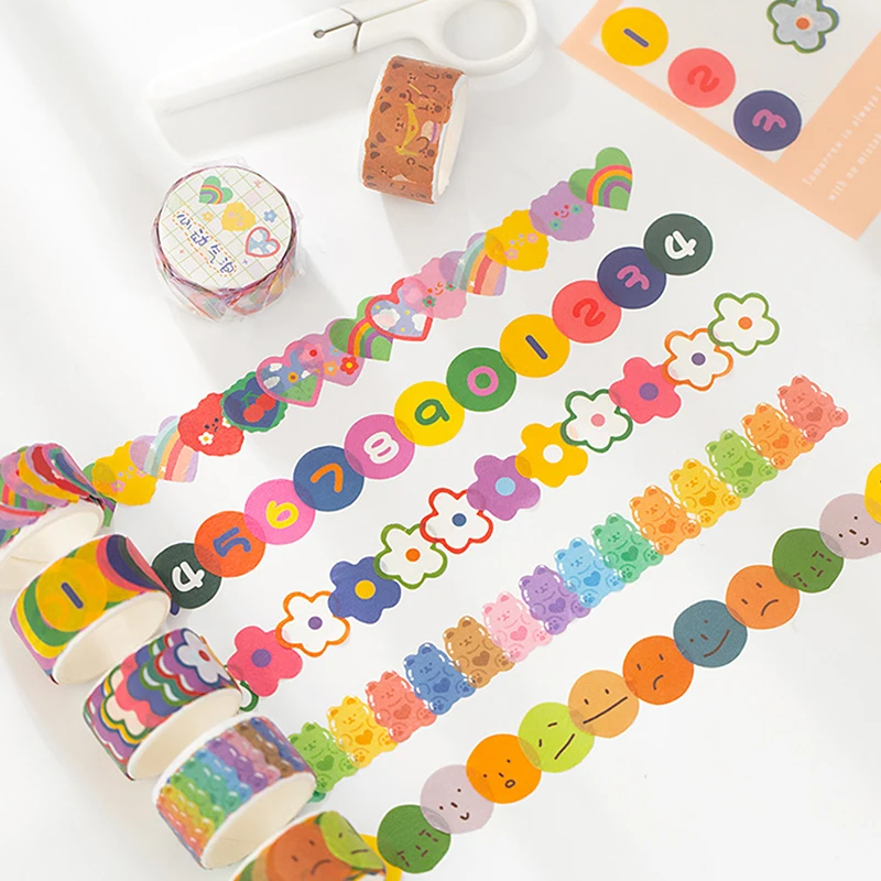 

100 Pcs/Roll Hand Drawn Cartoon Color Washi Tape DIY Scrapbooking Lace Tape Sticker Decorative Tape Stickers Kawaii