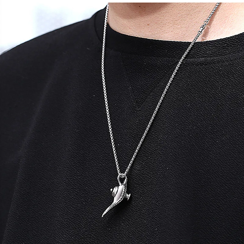 316L ожерелья из нержавеющей стали 3D Волшебная Лампа Алладина кулон Модные