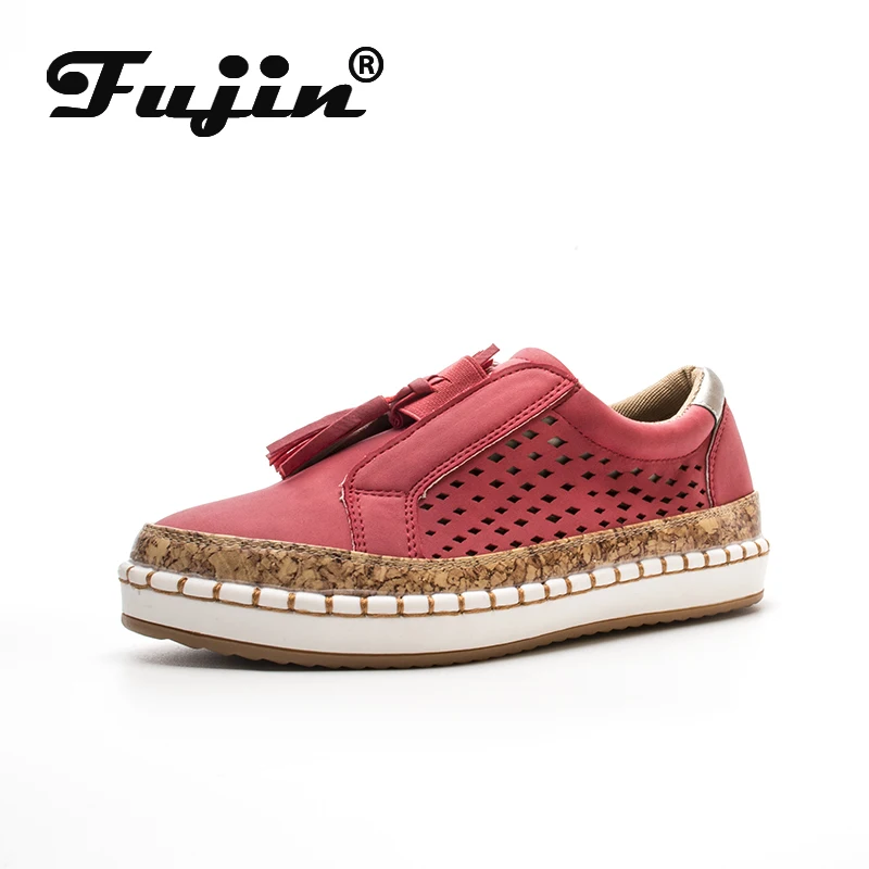 Fujin Slip on Shoes 2020 New Spring Autumn Female Leather Casual Women Tassel Breathable Ladies Shoe Flats | Обувь