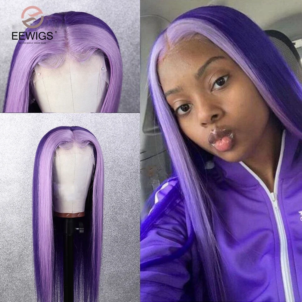 EEWIGS фиолетовый подсвечивающий парик термостойкие синтетические кружевные