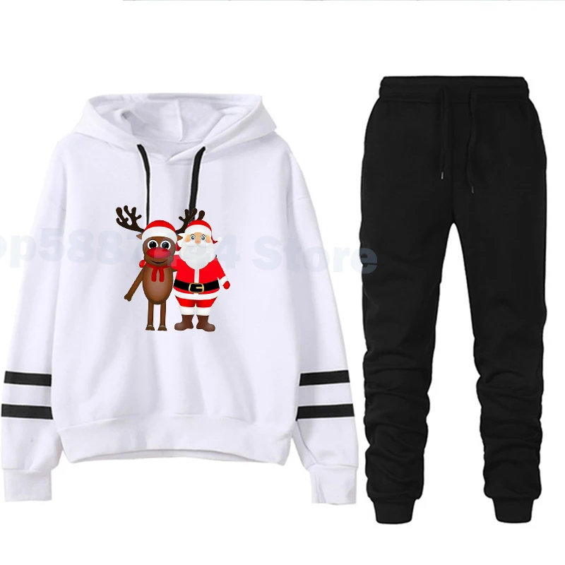 Рождественский женский спортивный костюм комплект из 2 предметов зимний свитшот