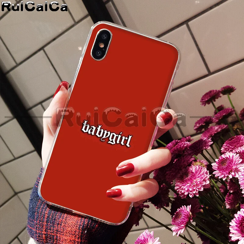 RuiCaiCa Babe babygirl honey line Text art Smart Cover мягкий чехол для телефона Apple iPhone 8 7 6S Plus X XS MAX 5 5S SE XR