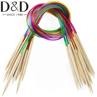 dd 18pcs bamboo knitting needles set 2mm 10mm wooden knitting needles with colorful plastic tube for weave diy crafts tools