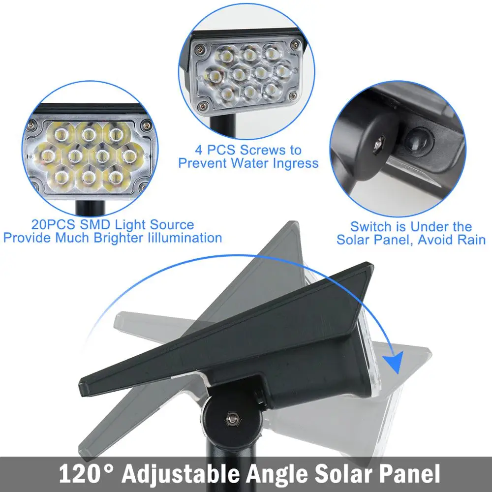 T SUNRISE 1 4 шт 20LED солнечный садовый светильник IP65 Водонепроницаемый Авто Вкл/Выкл
