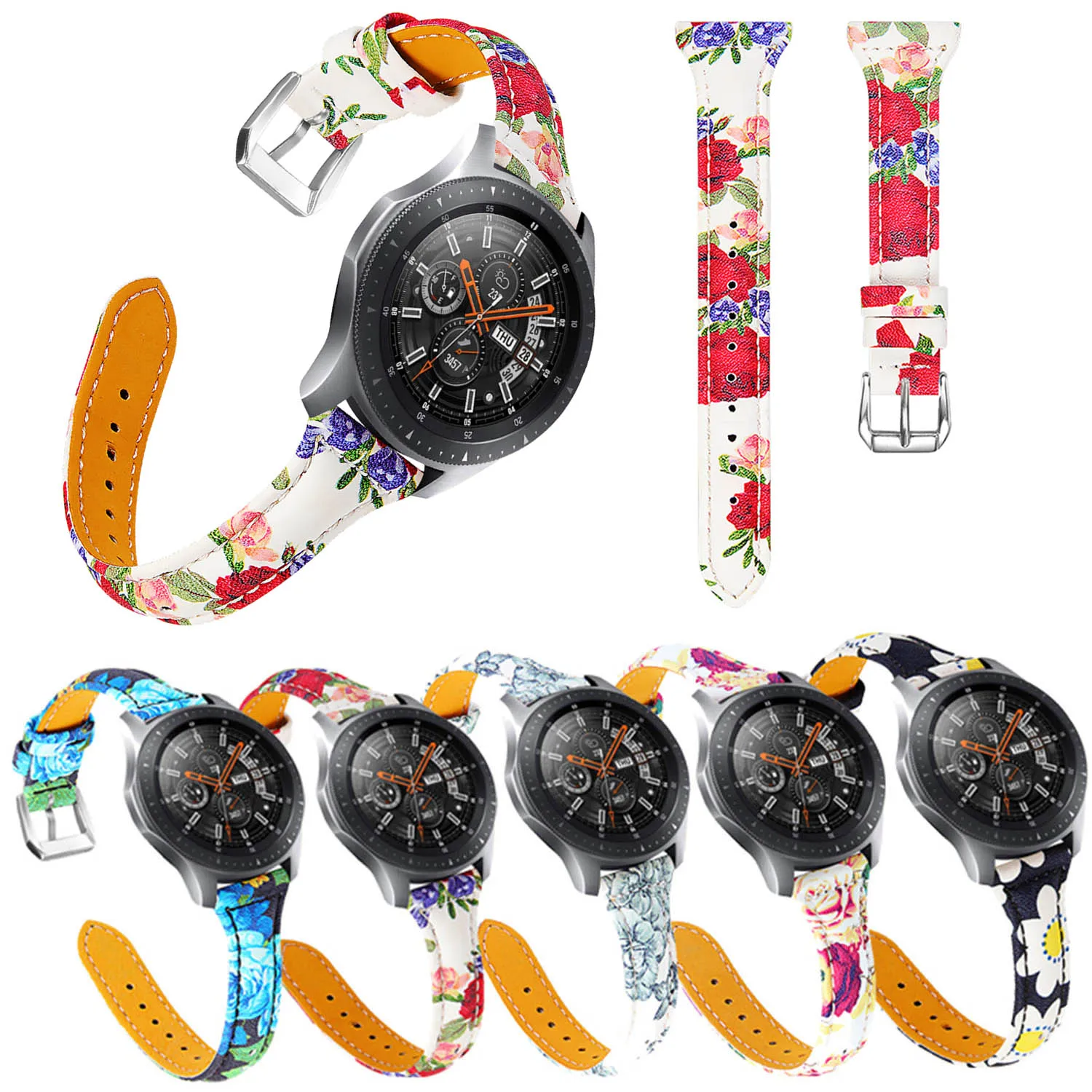 Ремешок кожаный для Samsung Galaxy Watch 46 мм Gear S3 тонкий браслет часов Amazfit 2S Huawei GT 22