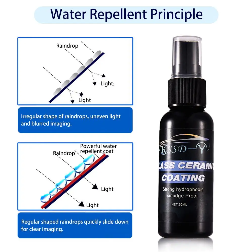 

50ml Hydrophobic Coating Car Glass Coating Agent Repellent Agent Anti-corrosion Glass Car Oxidation Liquid Ceramic Car Coating