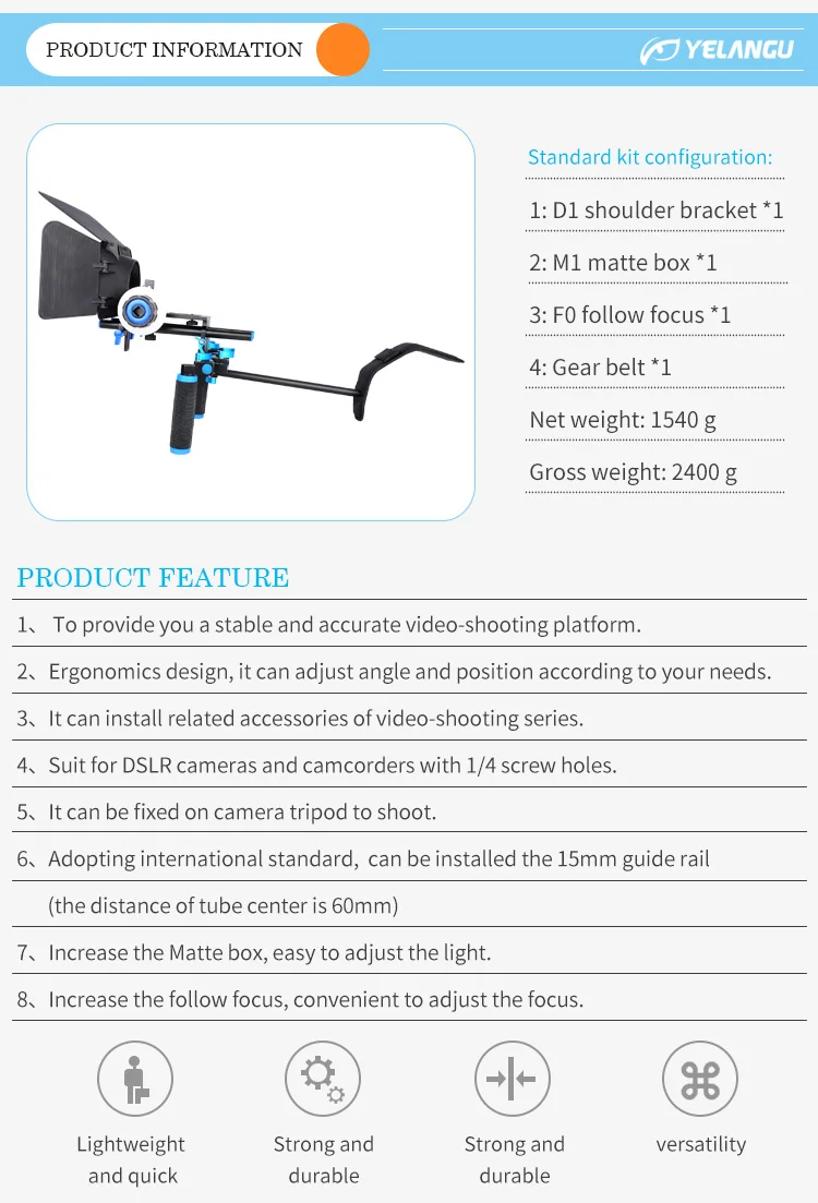 Yelangu DSLR Rig Camera Cage Kit плечевой стабилизатор система видео оборудование для