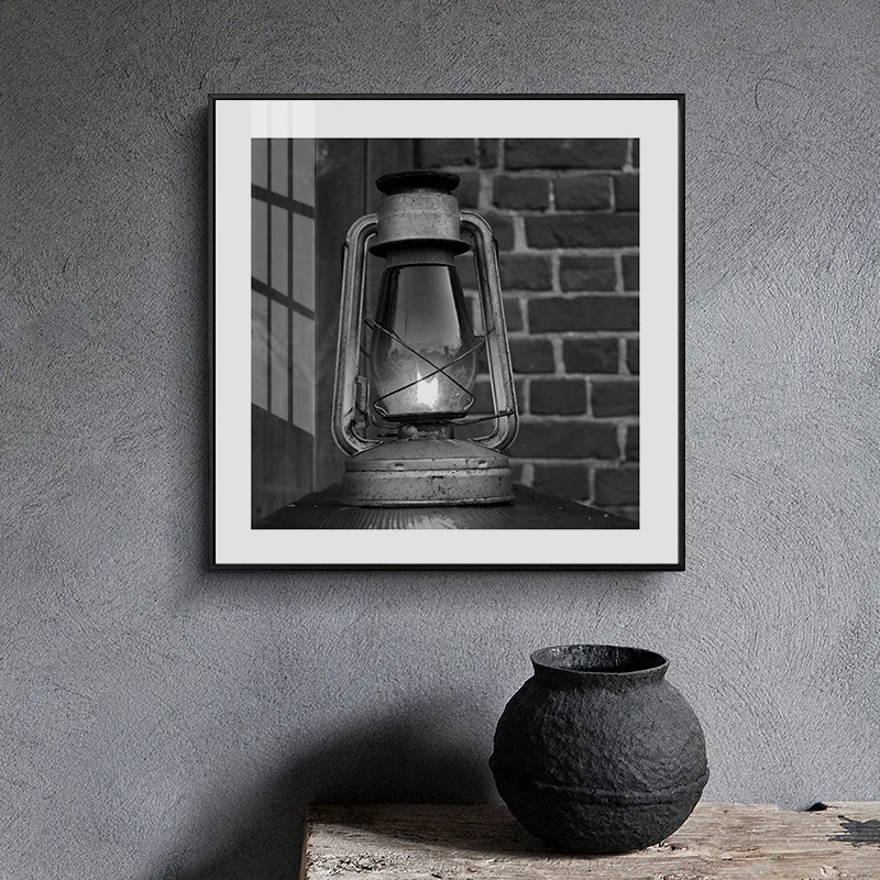 

Retro Black and White Photo Square Canvas Paintings Posters and Prints Wall Art Landscape Pictures Car Camera Ferris Wheel