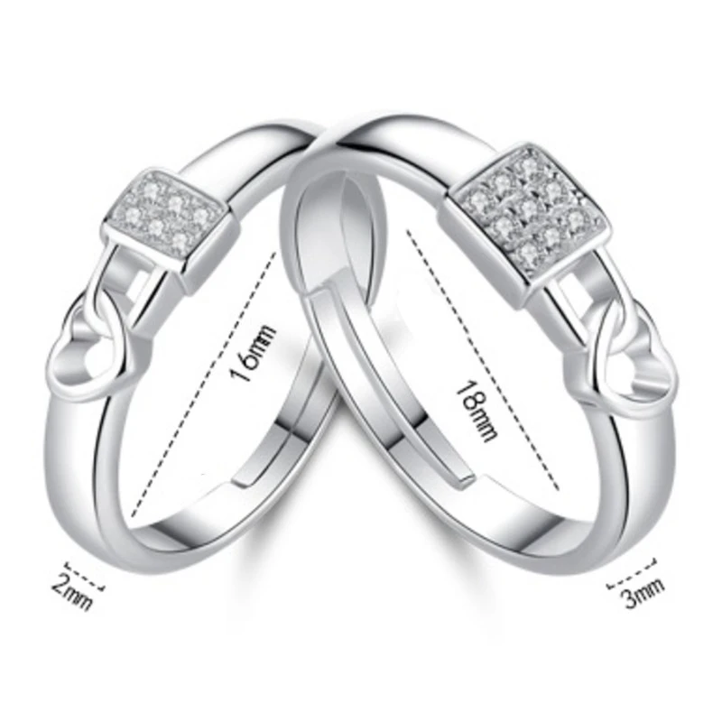 

Fashion Brand Silver Jewelry Opening Couples Lock Ring Lock Men's Women's Rings Luxury Crystal Manufacturers Wholesale