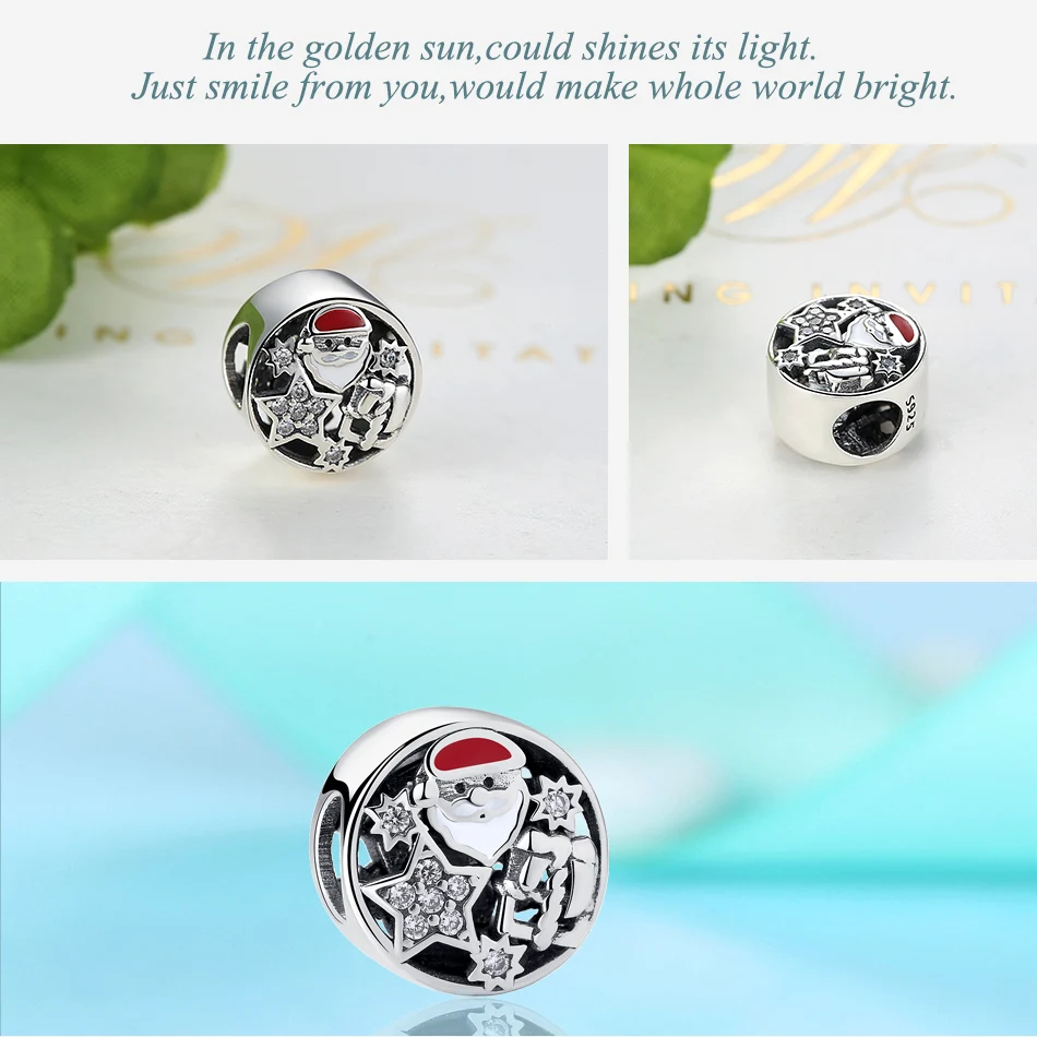 ELESHE, Подходит для Pandora, подвеска из бисера, 925 пробы, серебро, снежинка, цветок, браслет, сделай сам, бусины, ювелирное изделие, рождественский подарок