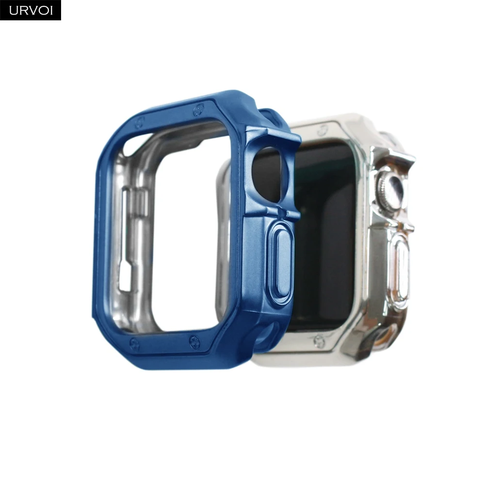 Чехол URVOI Armor для Apple Watch series 7 6 SE 5 4 3 2 1 металлический окрашенный зеркальный чехол