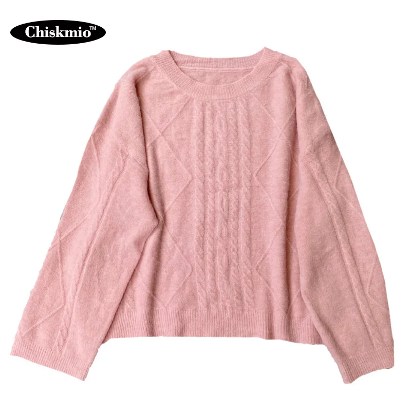 Женский флисовый пуловер Chiskmio вязаный свитер с круглым вырезом и длинным рукавом