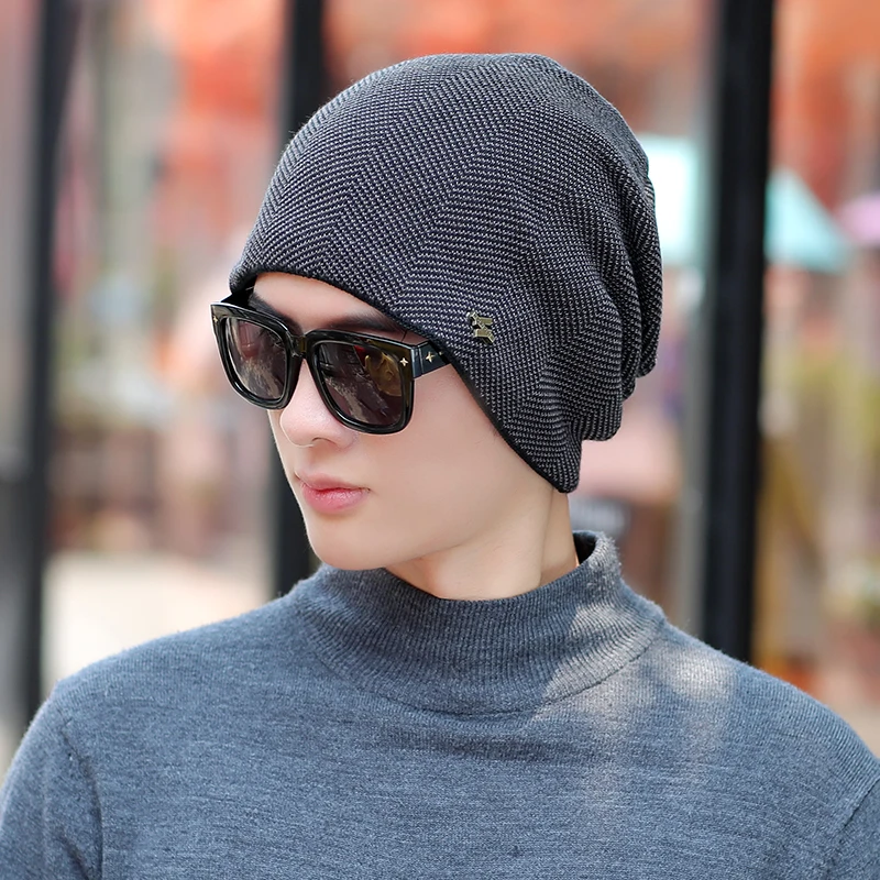 LOVINGSHA модные дизайнерские женские теплые шапки мужские шапки вязаные Skullies мешковатые шапки для девочек из искусственного меха зимние шапки HT125 - Цвет: Темно-серый