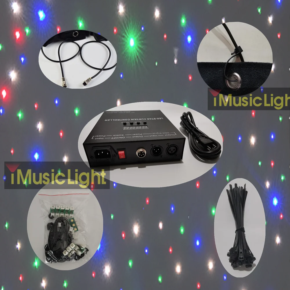 3Mx7Mtr Starcloth Sparkley драпировка RGBW Светодиодная звезда тканевый фон с системой