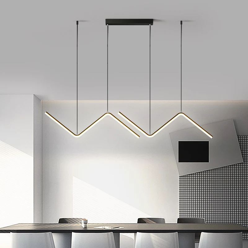 Candelabros de estilo minimalista nórdico para sala de estar, lámparas colgantes para Bar, cocina, iluminación de decoración de interiores, color negro