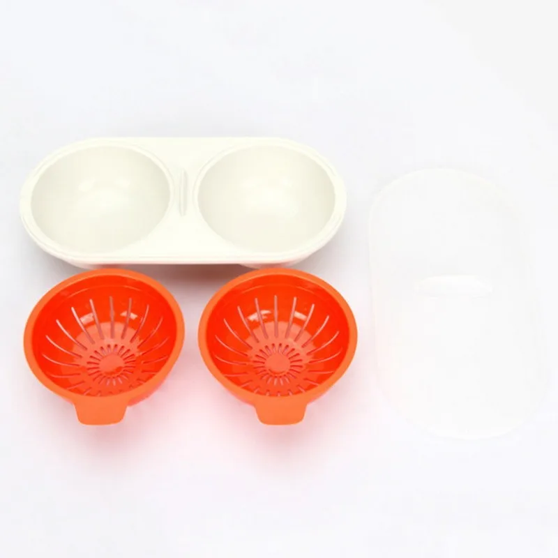 

Kitchen Breakfast Steamed Egg Set Microwave Ovens Cooking Tools Double Cup Egg Boiler Microwave Egg Poacher Food Grade Cookware