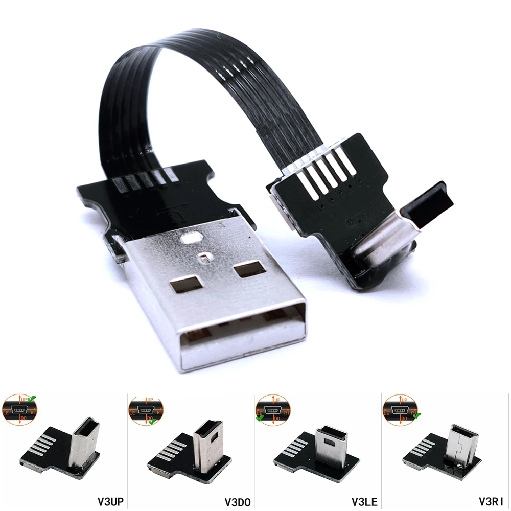 

FPC 0.1M -1M USB Data Cable A Male to Mini Micro USB B 5Pin Male 90 Degree UP / Down / Left / Right Angle Adapter Charge Sync