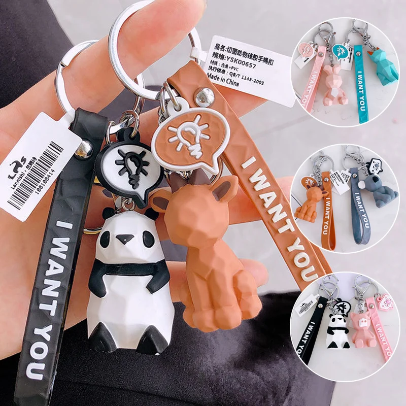 

Cute Animal Resin Keychain Letter Jewelry New Fashion Panda Student Key Ring 1PC