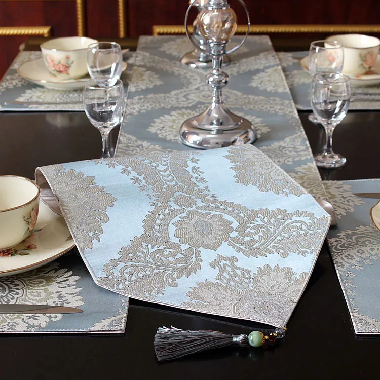 

Blue Mahogany Jacquard Table Runner European Style Table Flag Home Living Room Coffee Table Cabinet Bed Decor Accessories