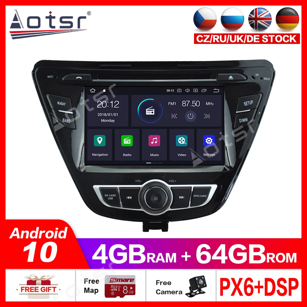 

Android10.0 4 Гб + 64 Гб автомобиля GPS dvd-плеер мультимедийное радио для Hyundai Elantra Avante 2014 + автомобиля GPS навигация видео головное устройство dsp