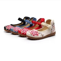 chinese ancient costumes shoes hand made embroidered cloth shoes women flat sole loose comfortable single traditional shoes