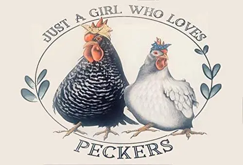 

Funny Tin Sign Just a Girl Who Loves Peckers Chicken Coop Decor Funny Gift Metal Sign Outdoor Indoor Wall Panel