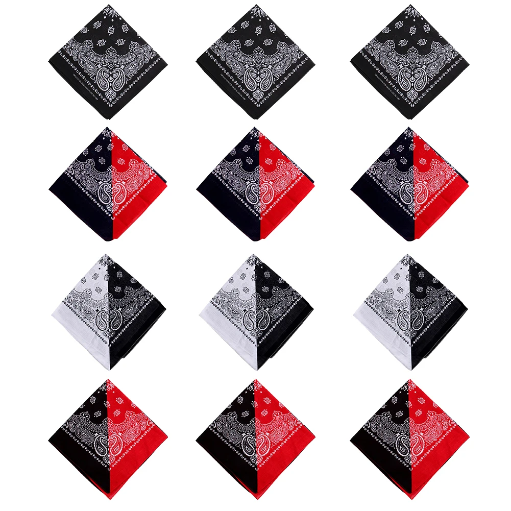 

12pcs Pure Cotton Print Bandana Outdoor Sports Cycling Turban Headband Face Mask Neck Tie Vintage Square Scarf